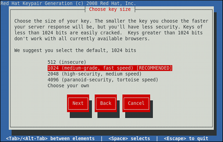 Selecting the key size
